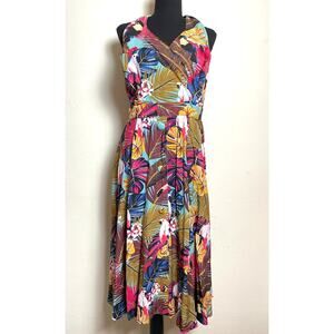Unique Vintage Women's Tucan Novelty Tropical Print Back Tie Shift Midi Dress 4X